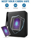 Top Loader Binder 4 Pocket For 144 Toploaders With Side Loading And Zipper Closure PU Leather Ringless 2x2 Card Binder for MTG TCG
