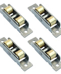 Four Piece Sliding Roller Assembly Set For Doors And Windows In Stainless Steel With Copper Components And Screws Easy Installation Gold Flat Wheel