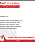 Fitment information for Front Wheel Bearing Hub Assembly Replacement For 12-15 Chevy Captiva Sport, 07-09 Equinox, 07-09 Torrent, 08-10 Saturn Vue, 07-09 Suzuki XL7 Bolt-On Install Ready Replaces OEM 513276