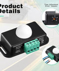 6 Pack 12V 24V PIR Sensor Motion Detector LED Light Switch For Flexible LED Strip Lights Black Infrared Sensing Auto On
