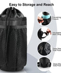 Insulated Bike Water Bottle Holder Bag With Phone Storage For Kids And Adults No Tool Needed Mount On Handlebar Black