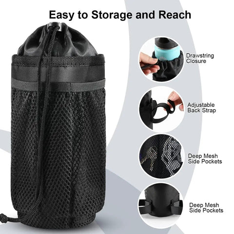 Insulated Bike Water Bottle Holder Bag With Phone Storage For Kids And Adults No Tool Needed Mount On Handlebar Black