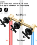 Matte Black Three Handle Shower Faucet Set With Long Tub Spout Perfect for Bathtub Shower Combo complete kit with valve