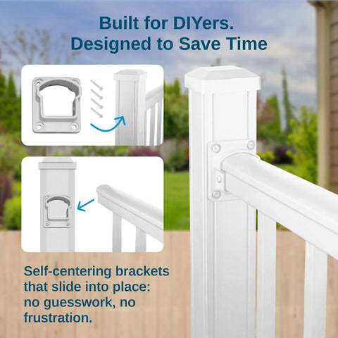 Premium Aluminum Deck Railing Kit 6 Ft Wide By 36 In High With White Powder Coat Finish Adjustable Hand Rail System And Breadloaf Top Rail For Safer Family Friendly Porch Or Balcony For Easy Install