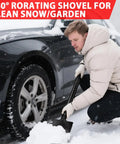 Man using 180° rotating shovel from Emergency Roadside Tool Kit With Jumper Cables And Shovel Auto And Truck Vehicle Safety Kit Bag For Men