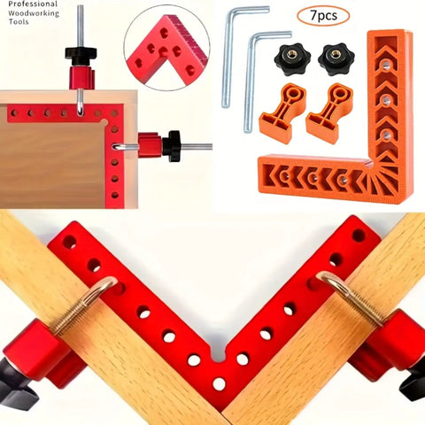 Seven Piece 90 Degree Precision Right Angle Clamp Set For Woodworking And Frame Making Keeps Corners Square In Picture Frames Boxes Drawers And Cabinets Boosting Your Pro Crafting Workflow And Accuracy, 7pcs clamps for wood joints
