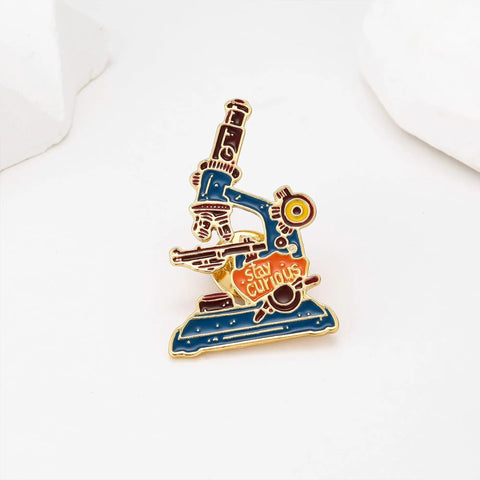 Colorful Enamel Microscope Brooch Pin For Scientists And Lab Enthusiasts On Lab Coats And Bags Stay Curious Inspirational Jewelry Gift