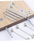 Heavy Duty Furniture Cam Lock Fittings Kit For Cabinets 20 Sets With Double Headed Connectors shown installed on wood panel