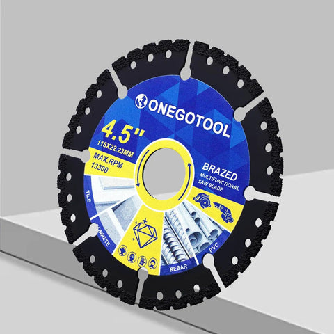 Front view of 3 Piece 4-1/2 Inch Diamond Multi-Purpose Saw Blades For Angle Grinder For Cutting Marble Quartz Stone Tile Metal Plastic Built Tough For Fast Clean Cuts And Long Lasting Durability