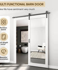 Mirror Barn Door 34x84 Inches With 6 Foot Sliding Door Hardware Kit Included, Full Length One Lite Mirror in modern room