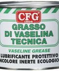 Tin of CFG Vaseline Grease labeled as protective, colorless, inert, ecological lubricant, 500 ml size.