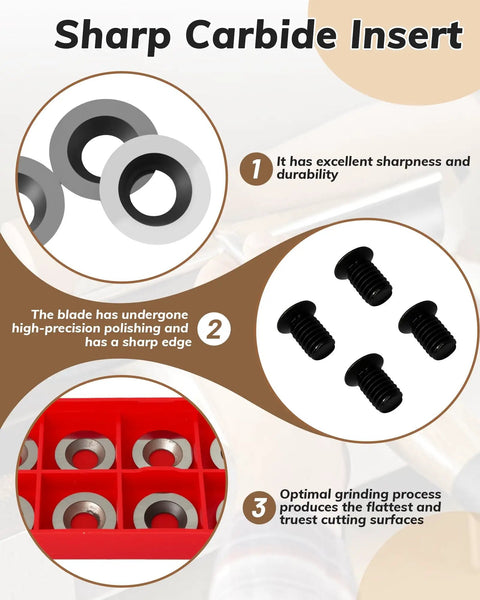10 Pack 15mm Round Tungsten Carbide Lathe Tool Inserts Indexable Replacement Turning Heads For Precision Metalworking CNC Machining in red tray.
