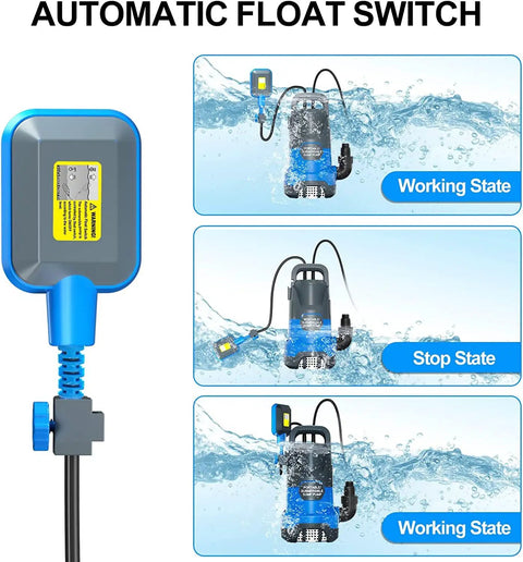Automatic float switch operation states for Sump Pump Submersible Beast 3500 GPH 750W Portable Transfer Electric Utility Water Pump