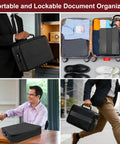 Fireproof Document Box With 5200F Heat Resistance, Aluminum Foil Fire Retardant Lining, Lockable Safe Organizer in use