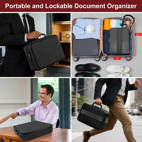 Fireproof Document Box With 5200F Heat Resistance, Aluminum Foil Fire Retardant Lining, Lockable Safe Organizer in use