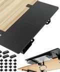 Heavy Duty Under Desk Extender Tray 30 By 12 Inches With Slick Side Storage Rack And Hidden Cable Management A Total Office Rig Game Changer For Your Ultimate Home Setup In Black placed under a wooden desk.