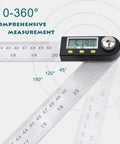 Legit Tough 20 Inch Stainless Steel Digital Angle Finder With Crisp Display And Reliable Tracking For Woodworking Builds And Shop Jobs That Call For Straight Measurements Every Time showing 0-360° readings.