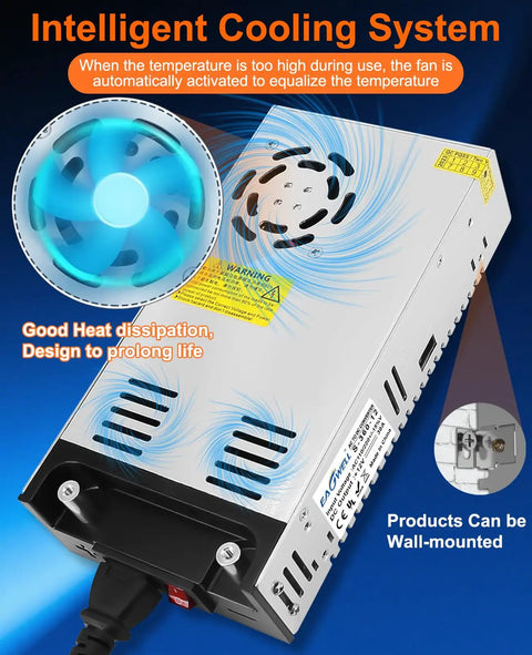 New Version 110V To 12V DC Power Converter Beefy 360W Auto Adjust AC To DC Transformer with cooling fan