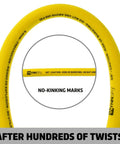 Top Shelf Heavy Duty Air Compressor Hose 30 Feet Long 1/4 Inch Diameter 300 Psi Max With Solid Brass Ball Swivel Fittings, yellow, flexible design.