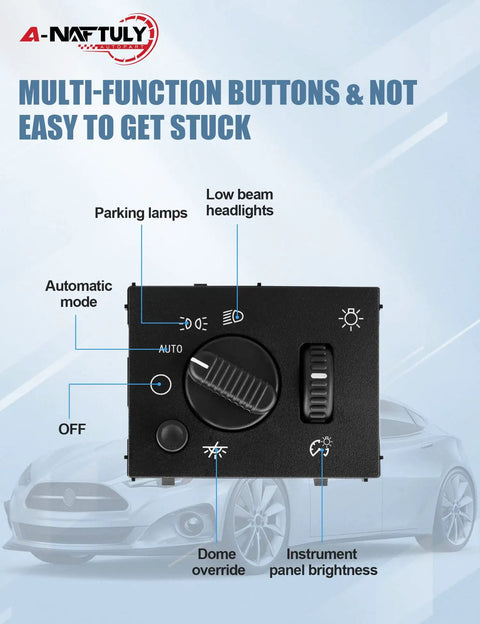 Top Tier Headlight Dimmer Switch Replacement For 2003 To 2007 Chevy Silverado And Gmc Sierra 1500 multi-function buttons and controls.