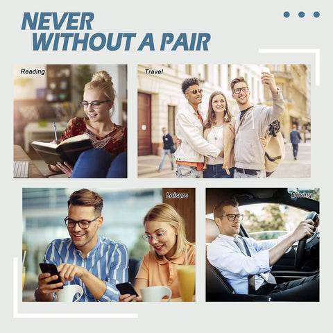People wearing Fake Glasses With Clear Lenses Non Prescription Retro Rectangular Frames UV400 Protection For Men And Women