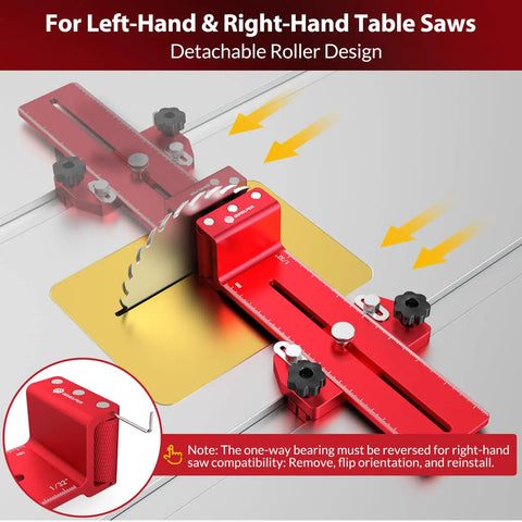 Thin Rip Jig With Safety One Way Roller Bearing And Three Pulleys For Safe Repetitive Narrow Strip Cuts On Table Saw