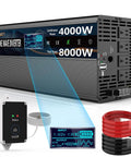 4000W Pure Sine Wave Power Inverter 12V To 110V And 120V AC With Remote, 8000W Peak, 4 AC Outlets, Dual USB, LED Display