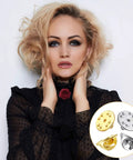 50 Pieces Hella Secure Butterfly Clutch Backs, Nickel Plated Brass Pin Fasteners For Badges And Jewelry Crafting displayed with model.