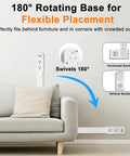 Flexible Outlet Extender Stick With Usb A And C Fast Charge Plus Two Ac Receptacles Stretches 22 To 34 Inches Swivels 180 Degrees, shown behind a couch.