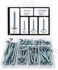 8 Gauge Truss Head Washer Self Tapping Screw Kit 85 Pc with assorted screw sizes in a clear plastic case