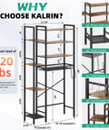 Freestanding Eight Tier Over The Toilet Storage Rack With Adjustable Shelves And Drain Basket Vintage Brown Bathroom Home Organizer with dimensions and features.