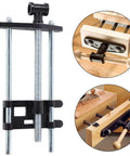 Heavy Duty Steel Front Mount Shop Vise For Workshop Bench Clamping And Woodworking Projects showing vice mechanism and clamping detail.