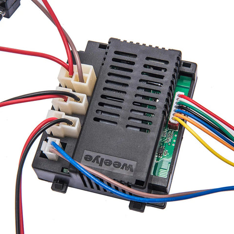 12V Wiring Harness With 2.4G Remote Control Circuit Board Switch Pedal Wires Overload Protector For Kids Electric Ride On Cars Complete Accessory Set No Gearbox Or Battery Included showing circuit board with connected wires.