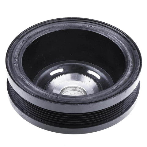 Harmonic Balancer Crankshaft Pulley for Mercedes Benz 3.5L V6, close-up, black steel with inner groove, 2012-2018 replacement.