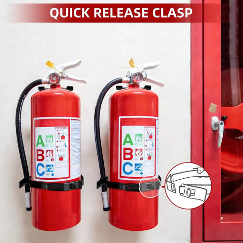 Heavy Duty Fire Extinguisher Bracket Set Of Five For Easy Wall Mounts in home, vehicle, and boat, black rust resistant steel