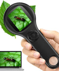 Pocket Digital Microscope for Kids Kid Friendly Handheld USB 500X Magnifier With 4X Zoom Portable Learning Toy for Exploring Coins Fibers Gems and More Ideal Christmas Birthday Gift for Boys and Girls Aged 3 12, black handheld