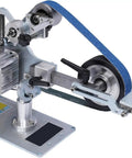 Heavy Duty 1x30 Belt Sander And Disc Grinder With Brushless Motor For Desktop Woodworking showing its compact design and belt mechanism.