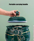 Durable Ceramic Rice Jar And Large Tea Storage Container With Massive Capacity For Keeping Coffee Beans Grain Flour And Cereal Fresh While Dropping Clean Looks On Your Counter, lifting lid with handle