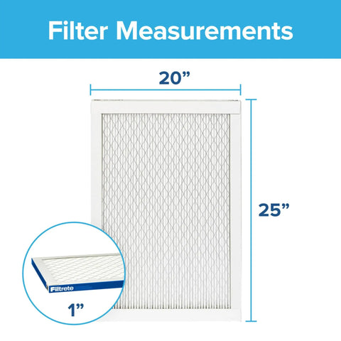 Image showing dimensions of Premium 20x25x1 Pleated Air Filter MERV 13 MPR 2200 for Home HVAC Electrostatic 3 Month Allergen