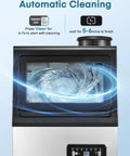 Close-up of Beast Mode Ice Maker For Home Bar, 100 Lbs Per Day, with LED Display and automatic cleaning feature.