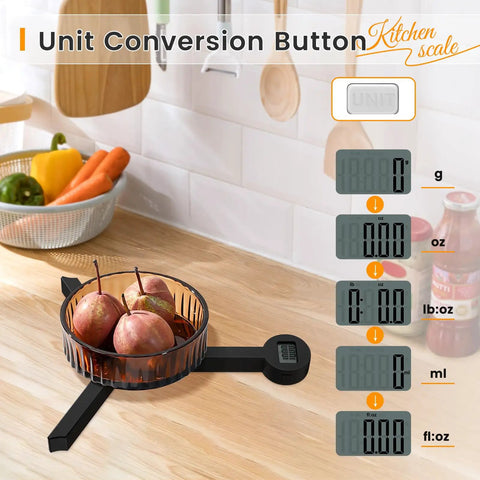 Folding Digital Kitchen Scale With LCD Display Ultra Portable Grab And Go Food Scale For Precise Weighing on kitchen counter