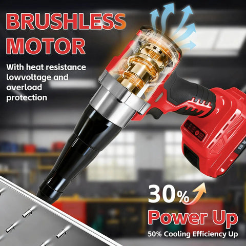 Cordless Rivet Gun For Milwaukee 18V Battery Compatibility Tool Only No Battery Included, brushless motor cutaway
