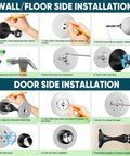Installation guide for Magnetic Door Stopper Heavy Duty Door Holder With No Drill Wall Or Floor Mount 3M Adhesive And Screws Stainless Steel Black