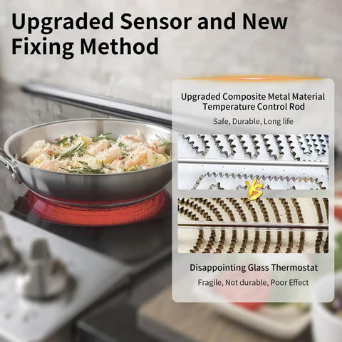 Upgraded 12 Inch Dual Radiant Surface Element Replacement For Electric Stoves heating pan with upgraded sensor method.