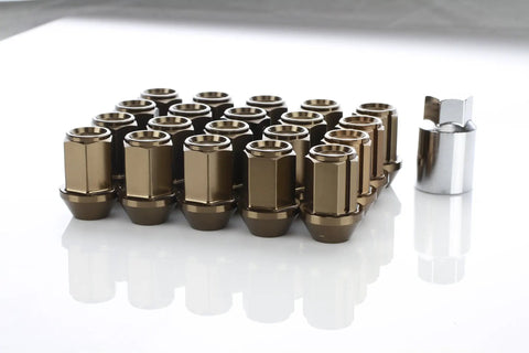 Set of 20 Leggdura Bronze Race-Ready Lug Nuts 12mm by 1.25 Thread Ultra Lightweight Duralumin with Closed End and Flange Lock