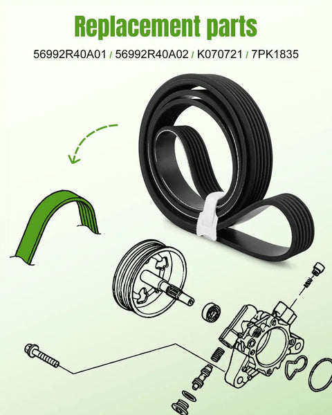 Top Pick 7PK1835 Engine Serpentine Drive Belt For Honda Accord 2008-2012 With 2.4L L4 Gas DOHC Motor, detailed view of replacement part.