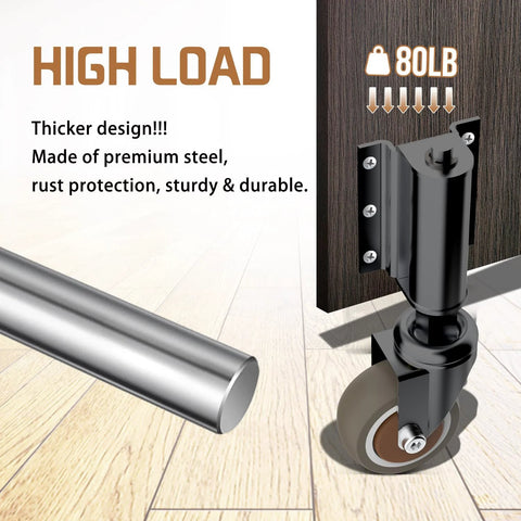 2 Inch Gate Wheel Caster For Wooden Gates, 80 Lb Capacity, 360 Degree Rotation, spring loaded design with TPR rubber tire