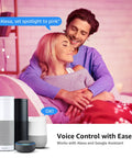 Couple enjoying ambient lighting with smart speakers, GU10 Smart RGB LED Bulbs Pack of 4 No Hub Required Dimmable Via App Works