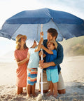 Family using Beach Umbrella Sand Anchor Heavy Duty Outdoor Stand Base With Five Spiral Screws And 2 Pack Umbrella Hooks