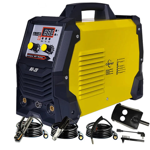 250A 3-In-1 Multiprocess Welder For Flux Core MIG TIG And Stick Welding On 110V Inverter With Digital Display shown with accessories